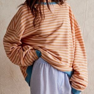 SOLD - Free People Classic Striped Oversized Crewneck Sweater